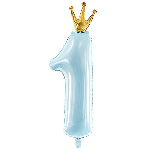 DekoHaus Folienballon Zahl 1 Hellblau mit Krone 100 cm – Pastell Luftballon 92 cm aufgeblasen, Helium & Luft geeignet, selbstschließend, Partydeko Geburtstag Baby Junge DekoHaus Folienballon Zahl 1 Hellblau mit Krone 100 cm – Pastell Luftballon 92 cm aufgeblasen, Helium & Luft geeignet, selbstschließend, Partydeko Geburtstag Baby Junge von DekoHaus