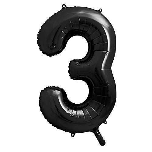 Folienballon Zahl 3 in Schwarz 86cm Luftballons Folienballon Zahl 3 in Schwarz 86cm Luftballons von DekoHaus
