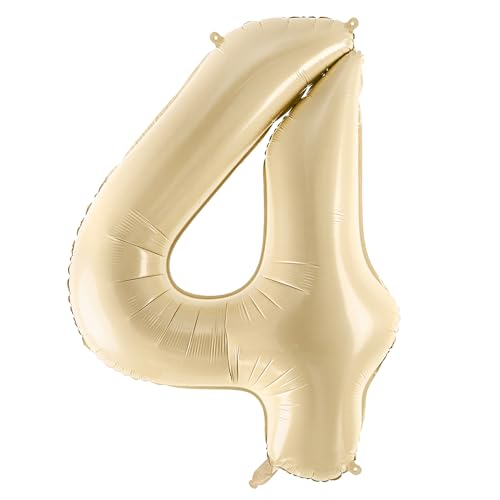 Folienballon Zahl 4 in Beige 72cm von DekoHaus