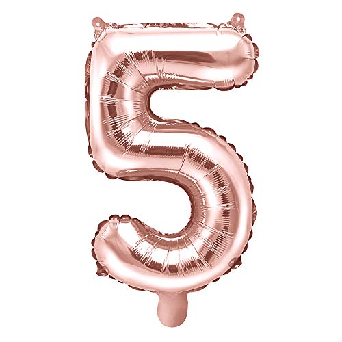 Folienballon Zahl 5 in Roségold 35cm Luftballons Party Deko von DekoHaus