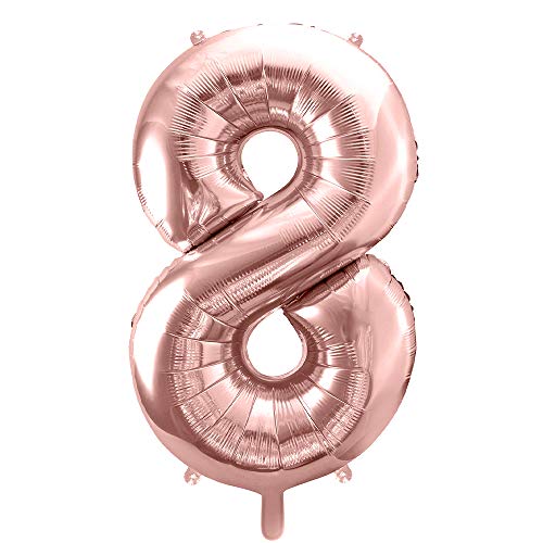 Folienballon Zahl 8 in Roségold 86cm Partyzubehör von DekoHaus