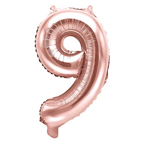 Folienballon Zahl 9 in Roségold 35cm Luftballons Party Deko von DekoHaus