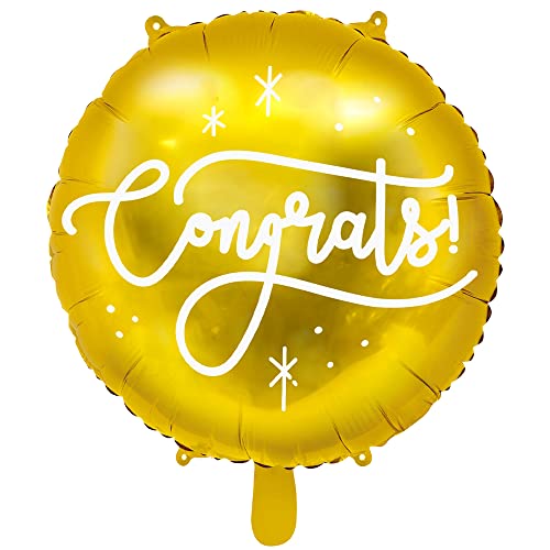 Folienballon in Gold mit Aufschrift Congrats! 45cm Partyzubehör von DekoHaus