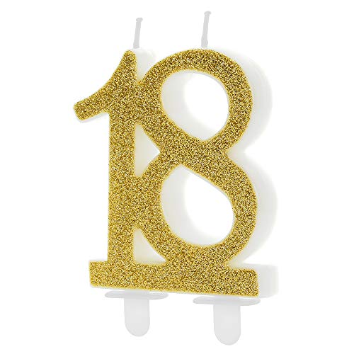 Geburtstagskerze Zahl 18 in Gold Höhe 7,5cm Kuchenkerze Geburtstagskerze Zahl 18 in Gold Höhe 7,5cm Kuchenkerze von DekoHaus