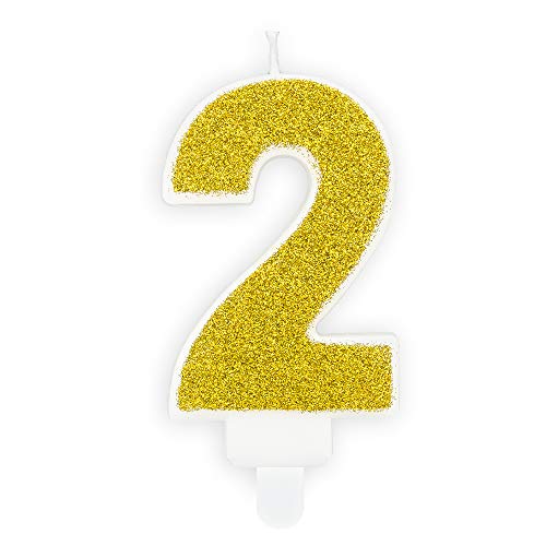 Geburtstagskerze Zahl 2 in Gold 7 cm Tortendekoration Kuchenkerzen Geburtstagskerze Zahl 2 in Gold 7 cm Tortendekoration Kuchenkerzen von DekoHaus