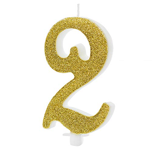 Geburtstagskerze Zahl 2 in Gold Höhe 10cm Kuchenkerze Geburtstagskerze Zahl 2 in Gold Höhe 10cm Kuchenkerze von DekoHaus