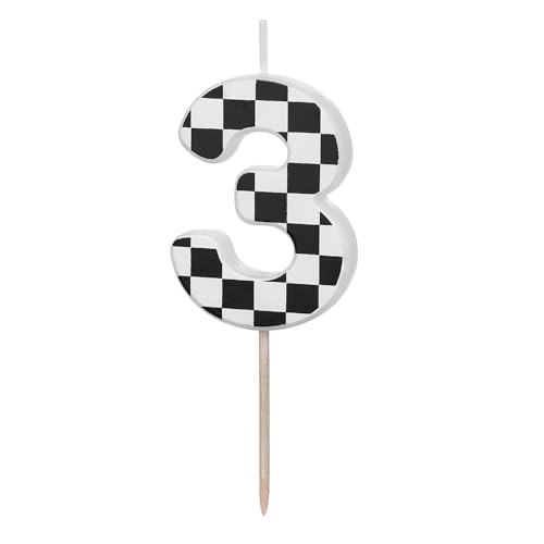 Geburtstagskerze Zahl 3 Weiß-Schwarz 5,5cm Geburtstagskerze Zahl 3 Weiß-Schwarz 5,5cm von DekoHaus