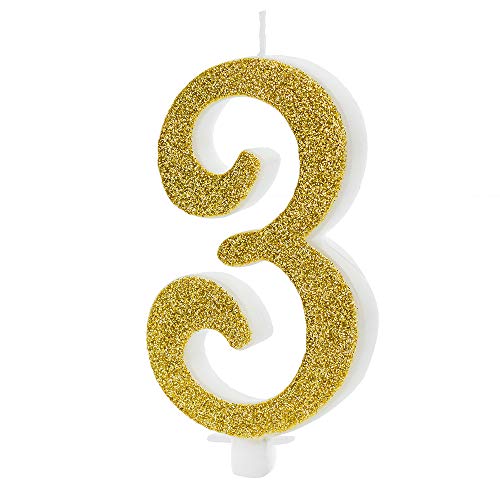 Geburtstagskerze Zahl 3 in Gold Höhe 10cm Kuchenkerze Geburtstagskerze Zahl 3 in Gold Höhe 10cm Kuchenkerze von DekoHaus