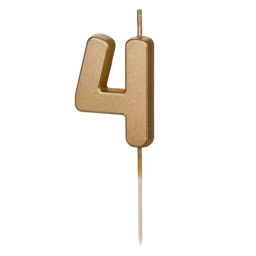 Geburtstagskerze Zahl 4 in Gold 4,5 cm Geburtstagskerze Zahl 4 in Gold 4,5 cm von DekoHaus