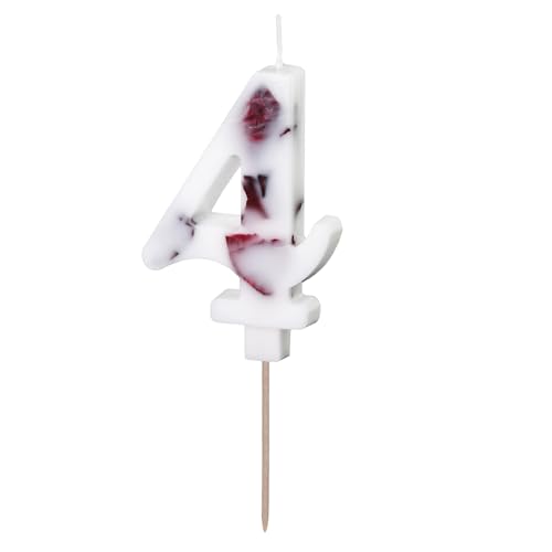 Geburtstagskerze Zahl 4 in Weiß mit Blütenblättern 8cm Geburtstagskerze Zahl 4 in Weiß mit Blütenblättern 8cm von DekoHaus