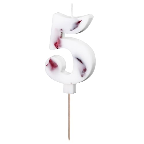 Geburtstagskerze Zahl 5 in Weiß mit Blütenblättern 8cm Geburtstagskerze Zahl 5 in Weiß mit Blütenblättern 8cm von DekoHaus