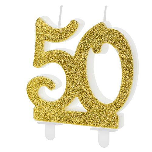 Geburtstagskerze Zahl 50 in Gold Höhe 7,5cm Kuchenkerze Geburtstagskerze Zahl 50 in Gold Höhe 7,5cm Kuchenkerze von DekoHaus