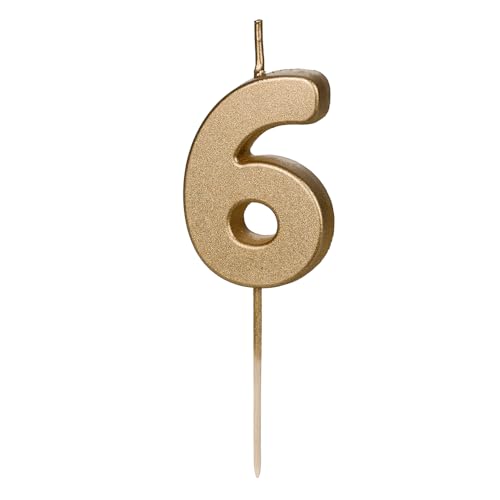 Geburtstagskerze Zahl 6 in Gold 4,5 cm Geburtstagskerze Zahl 6 in Gold 4,5 cm von DekoHaus