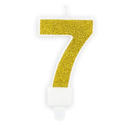 Geburtstagskerze Zahl 7 in Gold 7 cm Tortendekoration Kuchenkerzen von DekoHaus