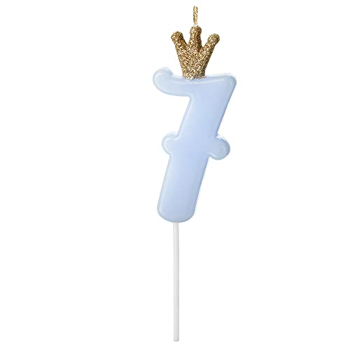 Geburtstagskerze Zahl 7 in Hellblau mit Krone 9,5cm Geburtstagskerze Zahl 7 in Hellblau mit Krone 9,5cm von DekoHaus