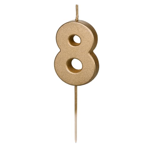 Geburtstagskerze Zahl 8 in Gold 4,5 cm Geburtstagskerze Zahl 8 in Gold 4,5 cm von DekoHaus