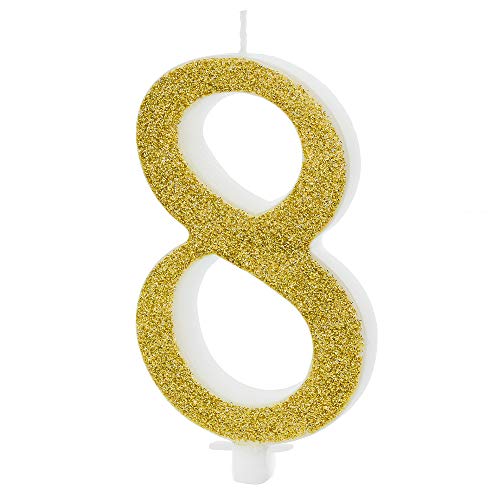 Geburtstagskerze Zahl 8 in Gold Höhe 10cm Kuchenkerze Geburtstagskerze Zahl 8 in Gold Höhe 10cm Kuchenkerze von DekoHaus