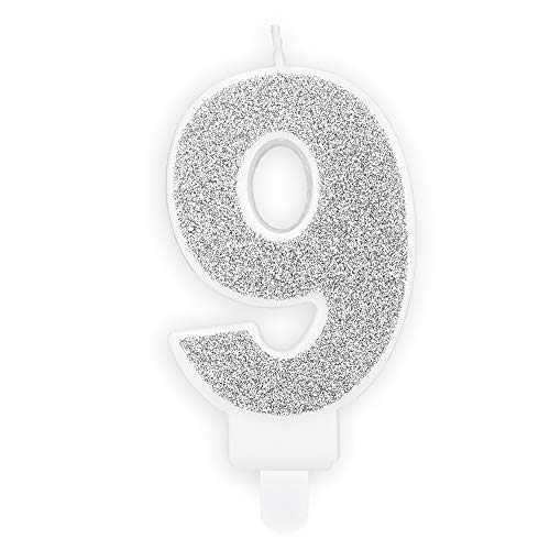 Geburtstagskerze Zahl 9 in Silber 7 cm Tortendekoration Kuchenkerzen Geburtstagskerze Zahl 9 in Silber 7 cm Tortendekoration Kuchenkerzen von DekoHaus