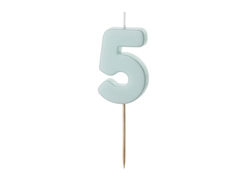 Geburtstagskerze Ziffer 5, hellblau, 5.5 cm Geburtstagskerze Ziffer 5, hellblau, 5.5 cm von DekoHaus