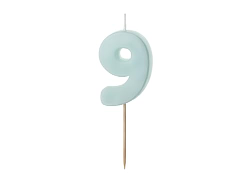 Geburtstagskerze Ziffer 9, hellblau, 5.5 cm von DekoHaus