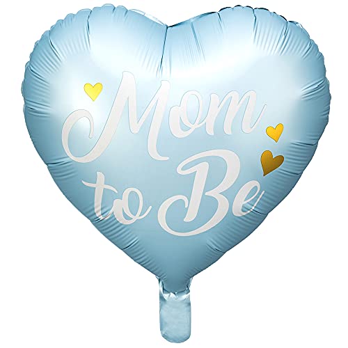 Glänzender Folienballon Herz in Blau mit Aufschrift Mom To Be 35cm von DekoHaus