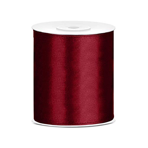 Satinband 100mm x 25m Farbauswahl Dekoband Schleifenband (Bordeaux Rot) von DekoHaus