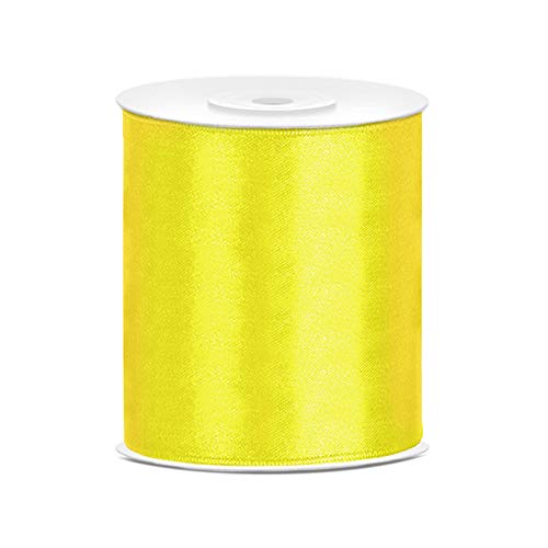 Satinband 100mm x 25m Farbauswahl Dekoband Schleifenband (Gelb) von DekoHaus