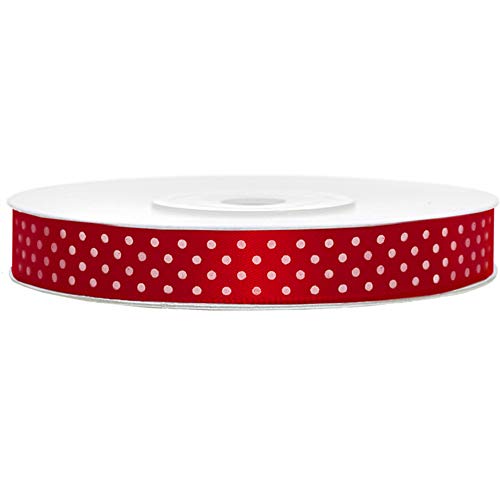 Satinband in Rot mit Weiße Punkten 12 mm/25m Dekoband Satinband in Rot mit Weiße Punkten 12 mm/25m Dekoband von DekoHaus