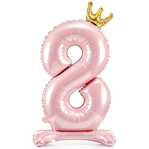DekoHaus Folienballon Zahl 8 Rosa mit Krone 103 cm – Stehender Ballon metallisch, nur mit Luft befüllbar, Geburtstagsdeko für Mädchen, Kinderparty, Jubiläum & Prinzessin Party DekoHaus Folienballon Zahl 8 Rosa mit Krone 103 cm – Stehender Ballon metallisch, nur mit Luft befüllbar, Geburtstagsdeko für Mädchen, Kinderparty, Jubiläum & Prinzessin Party von DekoHaus
