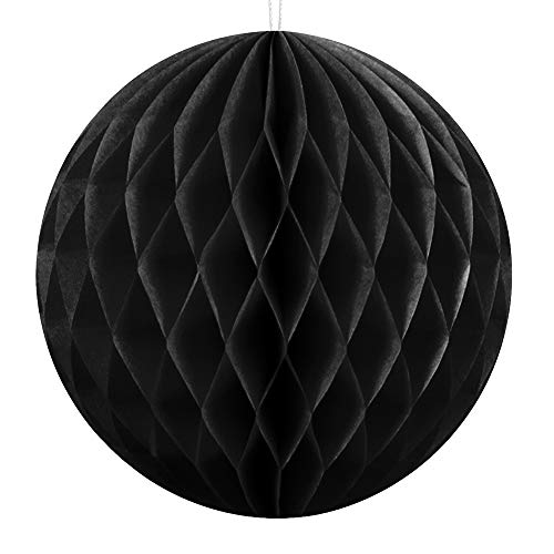 Wabenball 10cm, 20cm oder 30cm viele Farben Honeycomb Wabenbälle aus Seidenpapier (Schwarz, 10cm) von DekoHaus