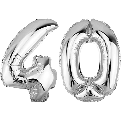 DekoRex Folienballon Silber 40cm Geburtstag Jubiläum Hochzeit Deko (Zahl 40) von DekoRex