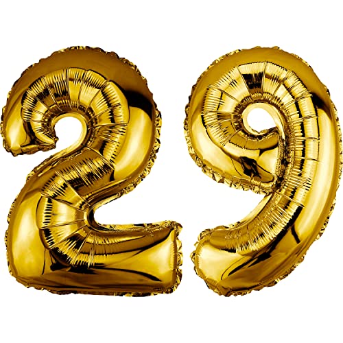 DekoRex Folienballon Gold 40cm Geburtstag Jubiläum Hochzeit Deko (Zahl 29) von DekoRex