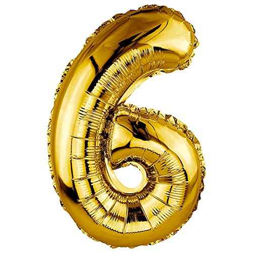 DekoRex Folienballon Gold 80cm Geburtstag Jubiläum Hochzeit Deko (Zahl 6) von DekoRex
