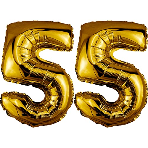 DekoRex Folienballon Gold 82cm Geburtstag Jubiläum Hochzeit Deko (Zahl 55) von DekoRex