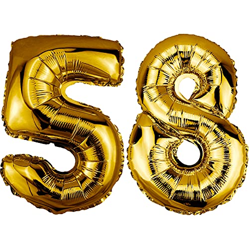 DekoRex Folienballon Gold 82cm Geburtstag Jubiläum Hochzeit Deko (Zahl 58) von DekoRex