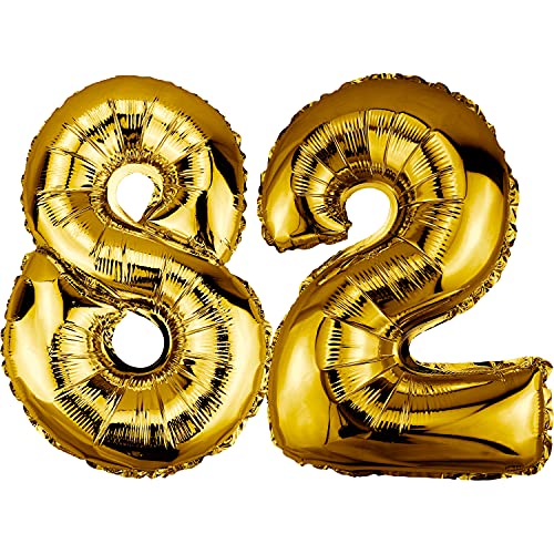 DekoRex Folienballon Gold 82cm Geburtstag Jubiläum Hochzeit Deko (Zahl 82) von DekoRex