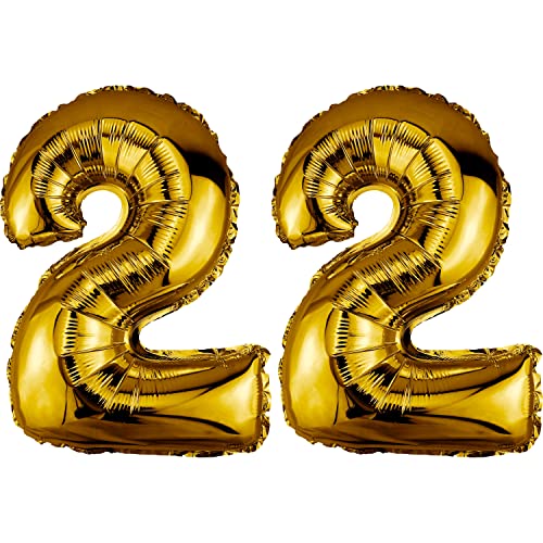 DekoRex Folienballon Gold 82cm Geburtstag Jubiläum Hochzeit Deko (Zahl 22) von DekoRex