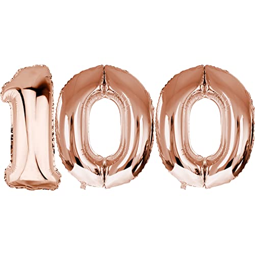 DekoRex Folienballon Rosegold 100cm Geburtstag Jubiläum Hochzeit Deko (Zahl 100) von DekoRex
