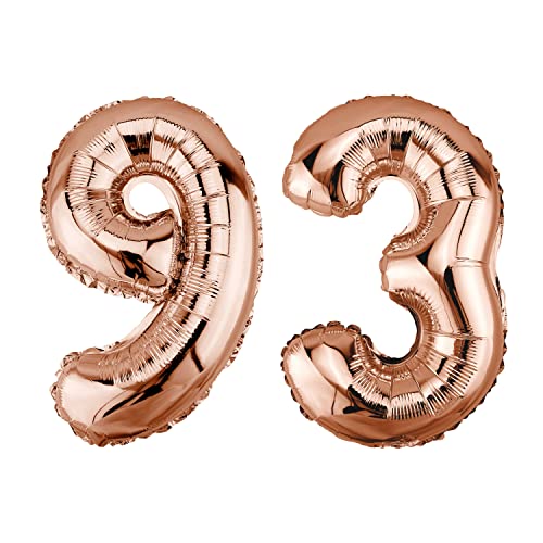 DekoRex Folienballon Rosegold 100cm Geburtstag Jubiläum Hochzeit Deko (Zahl 93) von DekoRex