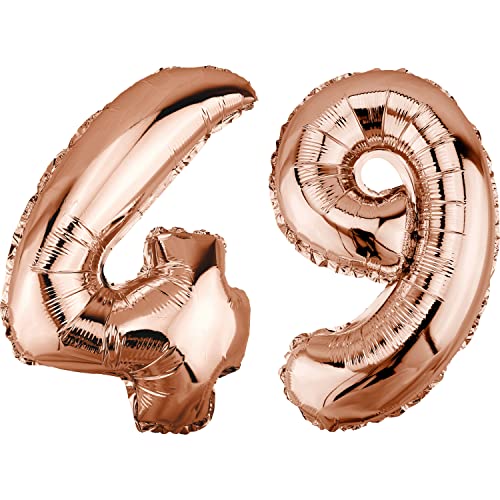 DekoRex Folienballon Rosegold 40cm Geburtstag Jubiläum Hochzeit Deko (Zahl 49) von DekoRex