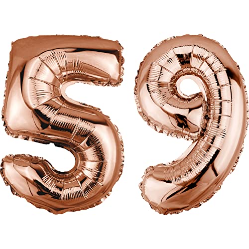 DekoRex Folienballon Rosegold 40cm Geburtstag Jubiläum Hochzeit Deko (Zahl 59) von DekoRex