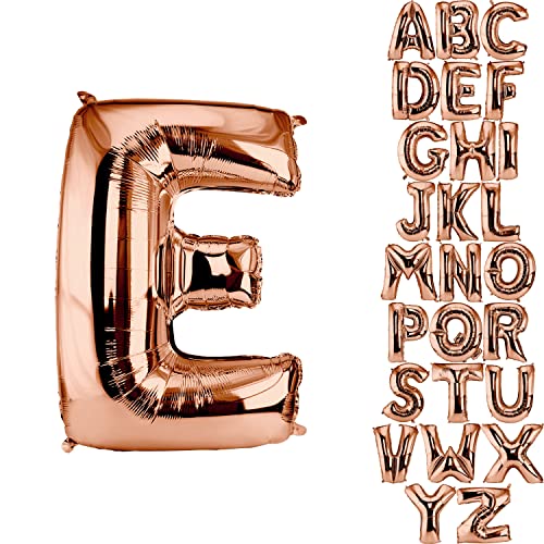 DekoRex Folienballon Rosegold 40cm Luftballon Geburtstag Hochzeit Deko (Buchstabe E) von DekoRex