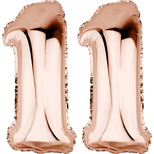 DekoRex Folienballon Rosegold 82cm Geburtstag Jubiläum Hochzeit Deko (Zahl 11) von DekoRex
