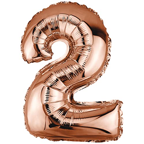 DekoRex Folienballon Rosegold 82cm Geburtstag Jubiläum Hochzeit Deko (Zahl 2) von DekoRex