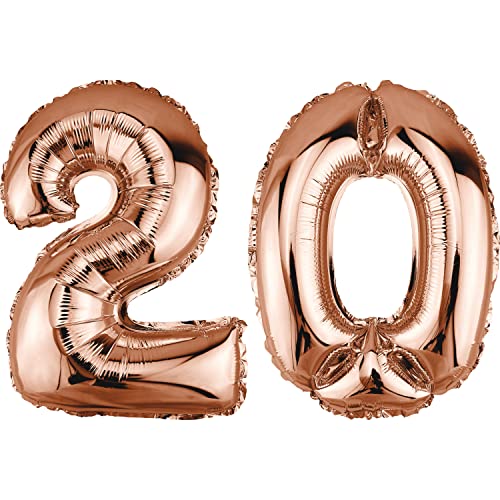 DekoRex Folienballon Rosegold 82cm Geburtstag Jubiläum Hochzeit Deko (Zahl 20) von DekoRex