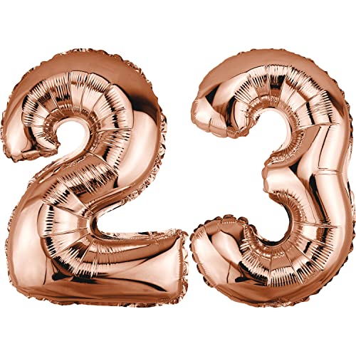 DekoRex Folienballon Rosegold 82cm Geburtstag Jubiläum Hochzeit Deko (Zahl 23) von DekoRex
