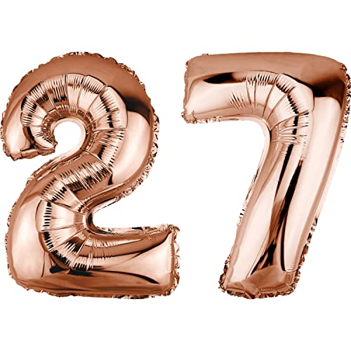 DekoRex Folienballon Rosegold 82cm Geburtstag Jubiläum Hochzeit Deko (Zahl 27) von DekoRex