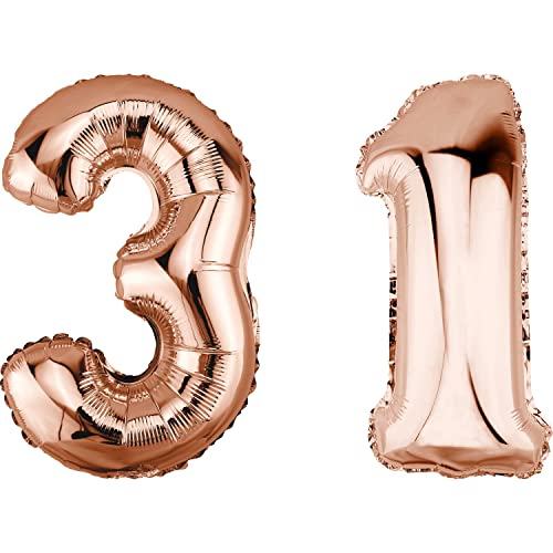 DekoRex Folienballon Rosegold 82cm Geburtstag Jubiläum Hochzeit Deko (Zahl 31) von DekoRex