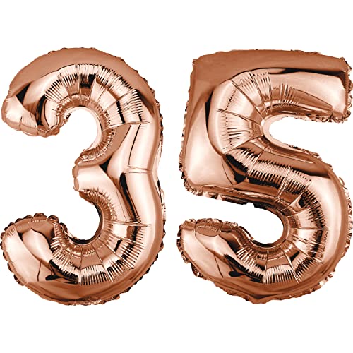 DekoRex Folienballon Rosegold 82cm Geburtstag Jubiläum Hochzeit Deko (Zahl 35) von DekoRex