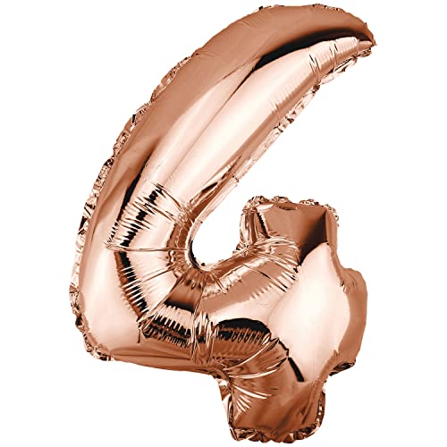DekoRex Folienballon Rosegold 82cm Geburtstag Jubiläum Hochzeit Deko (Zahl 4) von DekoRex